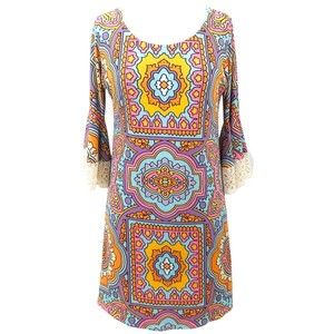 Judith March Lace Flare Sleeve V-Neck Boho Fit & Flare Mini Dress Sz Medium